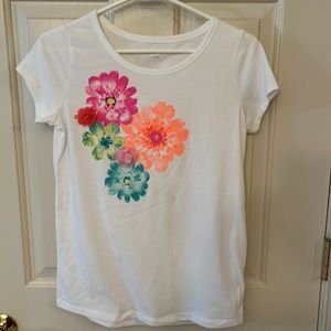 Girls shirt , white with flowers